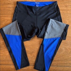 VGUC Marika Leggings Black Grey Blue Colorblock Size Medium